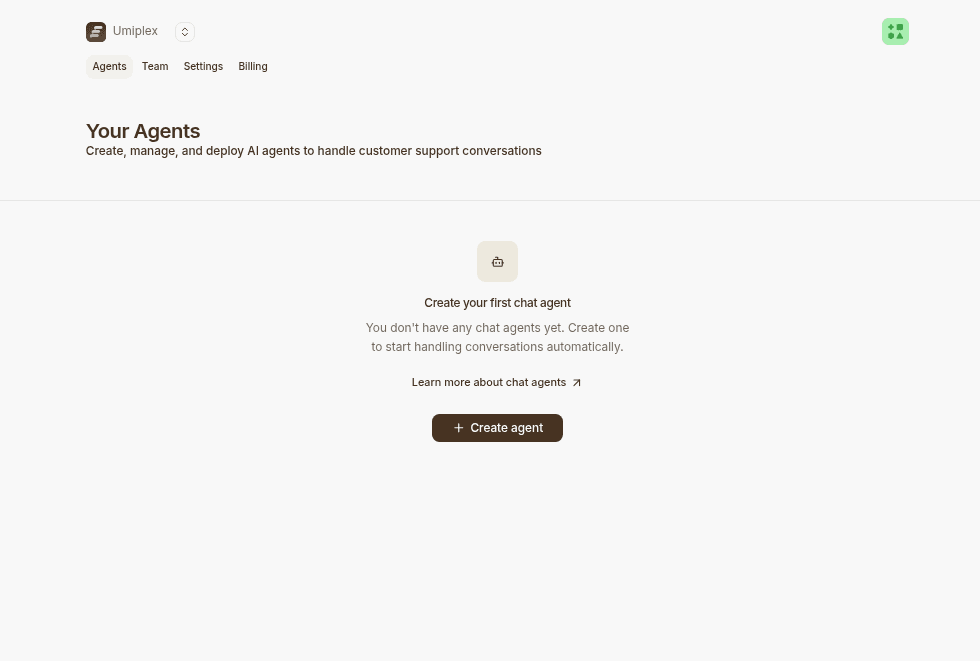 Agents list dashboard