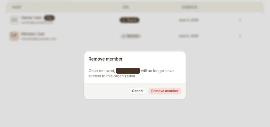 Revoke invitation confirmation popup