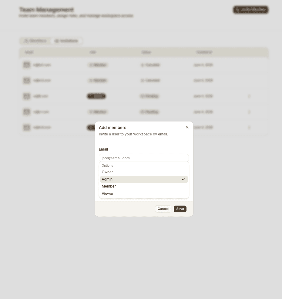 Send invitation form dialog