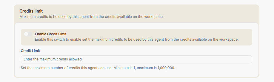 agent credit limit
