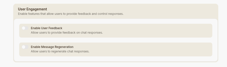 widget user engagement settings
